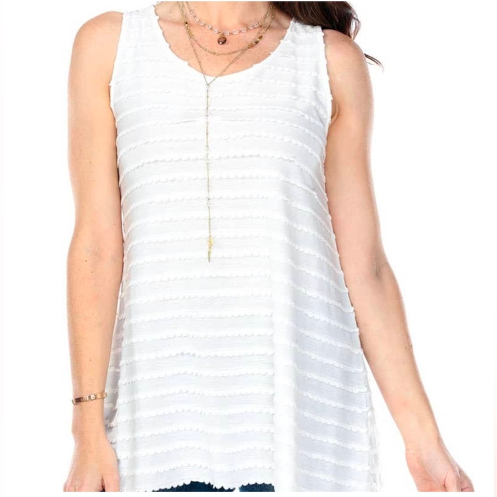 White Tank with Scalloped Detail
